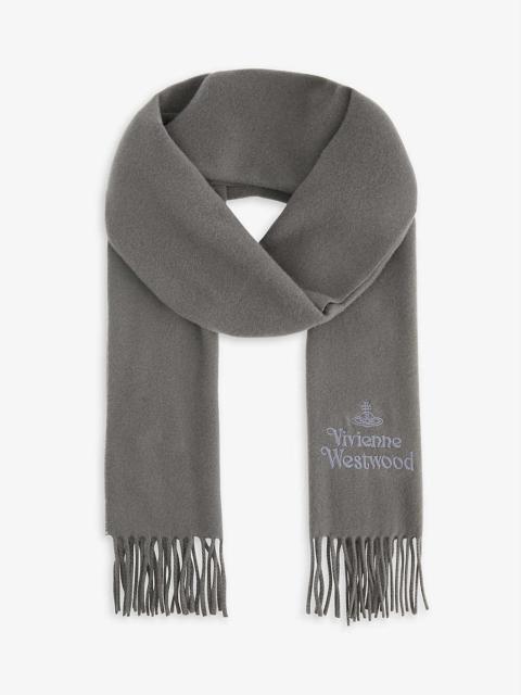 Vivienne Westwood Orb and logo-embroidered wool scarf