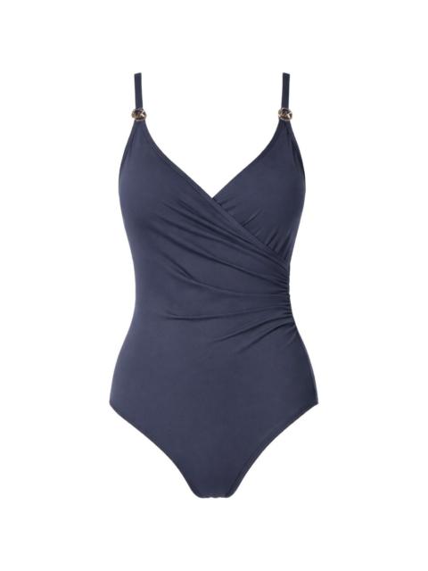 MICHAEL KORS logo V-neck swimsuit