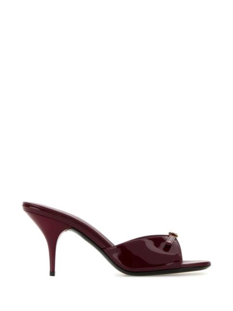 Miu Miu Burgundy Leather Mules Porpora Sandali