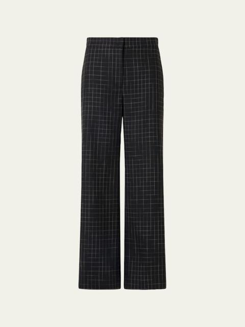 AKRIS High-Rise Check Straight-Leg Ankle Pants