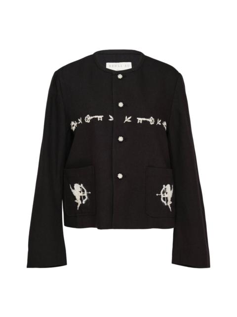 RENLI SU Embroidered Crewneck Jacket