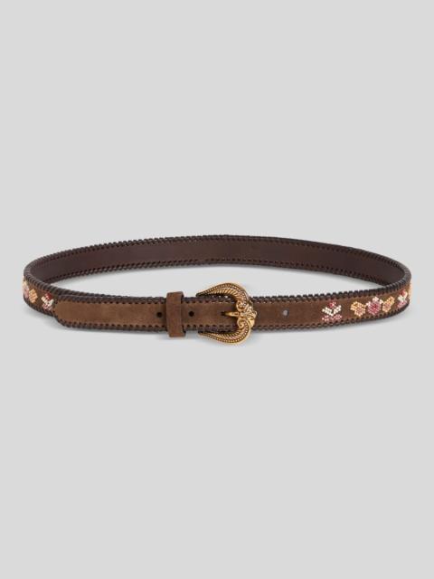 Etro SUEDE BELT WITH BEADED MOTIF