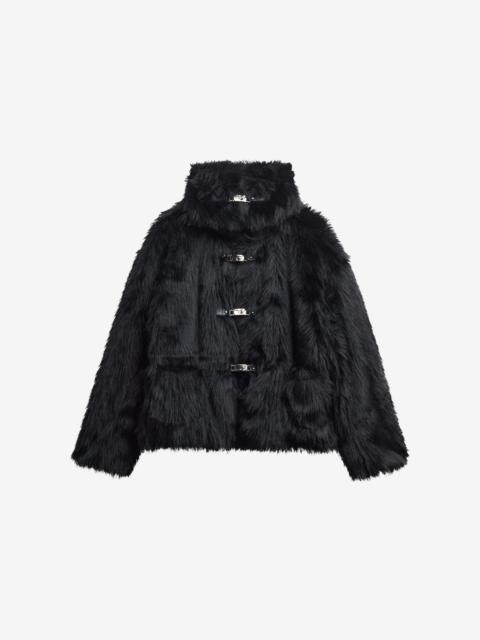 The Frankie Shop Moritz Faux Fur Buckle Jacket - Black