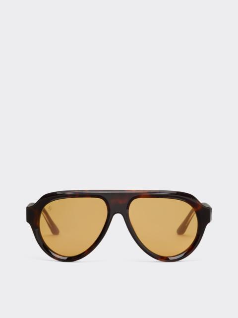 Ferrari Ferrari acetate brown tortoiseshell sunglasses with brown gold mirrored lenses