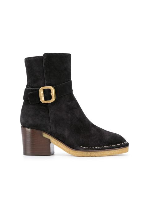 Tod's buckle-strap suede ankle boots