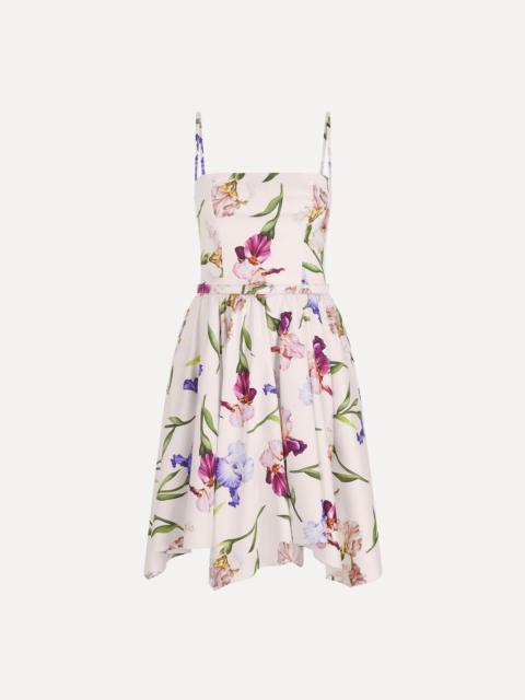Oscar de la Renta SLEEVLESS IRIS FLOWERS POPLIN DAY DRESS
