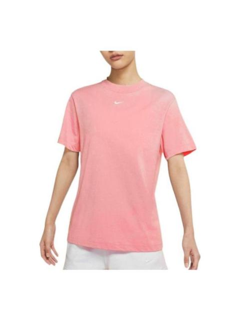 Nike (WMNS) Nike Solid Color Logo Embroidered Round Neck Breathable Short Sleeve Pink T-Shirt DH4256-631