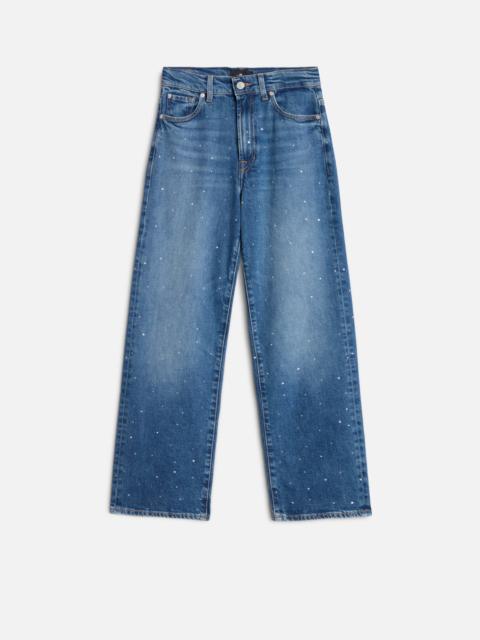 7 For All Mankind EMBELLISHED STOVEPIPE STRAIGHT ANKLE in Comfort Blue Shine