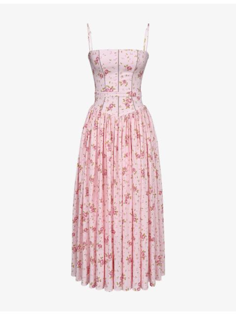 House of CB Ysabella Floral-Print Stretch-Cotton Midi Dress