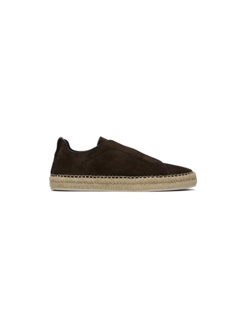 Brown Suede Triple Stitch Sneakers