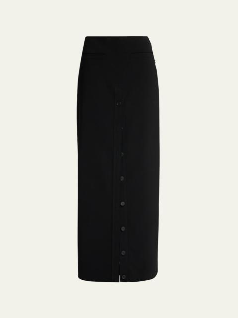 courrèges Button-Front Crepe Maxi Skirt