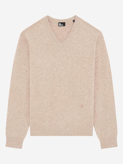 The Kooples BEIGE CASHMERE V-NECK SWEATER