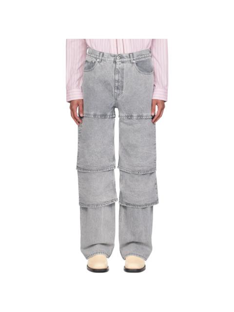 Y/Project Gray Layered Jeans