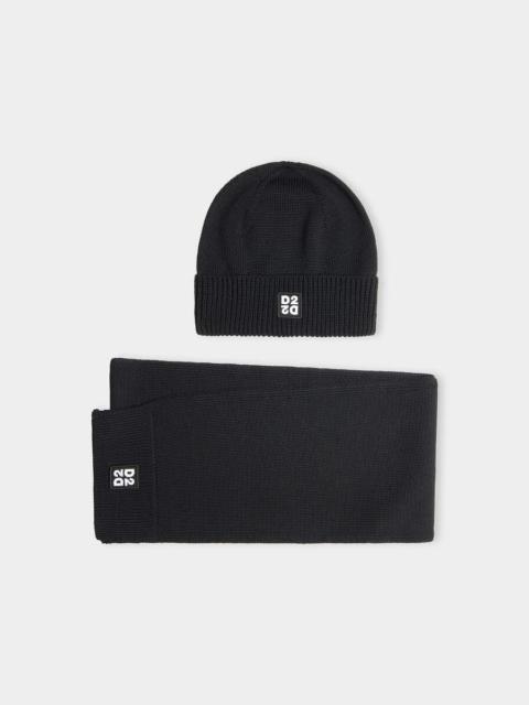 DSQUARED2 D2 UPSIDE DOWN KNIT SCARF BEANIE GIFT BOX