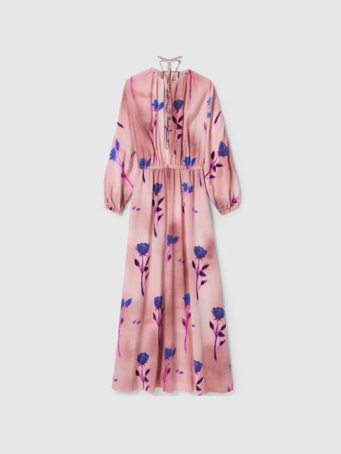 Silk crêpe de chine floral print dress
