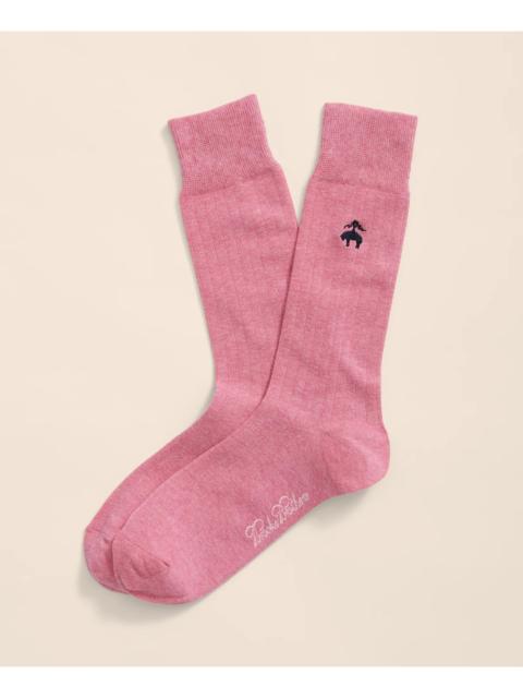 Brooks Brothers Cotton Blend Ribbed Socks with Embroidered Golden Fleece®