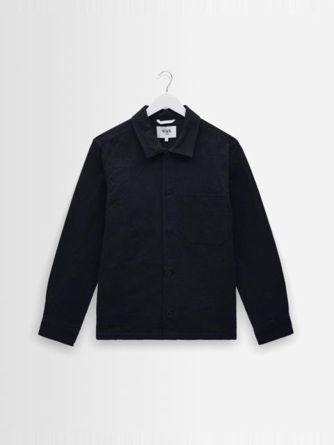 Wax London Rockley - Navy Honeycomb Jacquard Overshirt