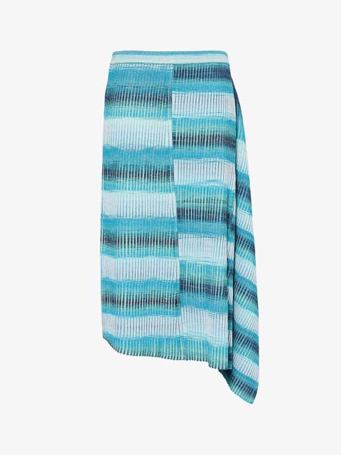 SIMKHAI Caelan colour-block rayon-blend knitted midi skirt