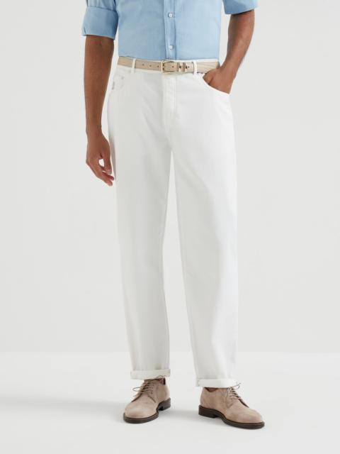 Brunello Cucinelli Garment-dyed five-pocket trousers in twisted cotton gabardine