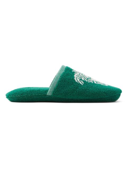 VERSACE Men's Jacquard Medusa Terry Cotton Bath Slippers - Green White