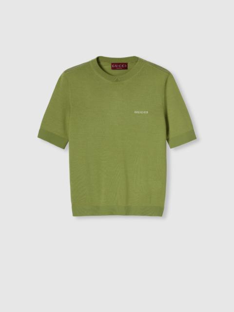 GUCCI Cashmere and silk top with intarsia