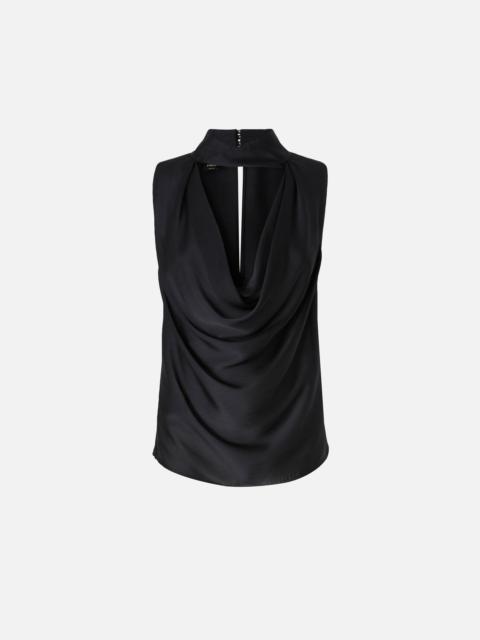 PINKO CRINKLE SATIN TOP WITH DRAPING
