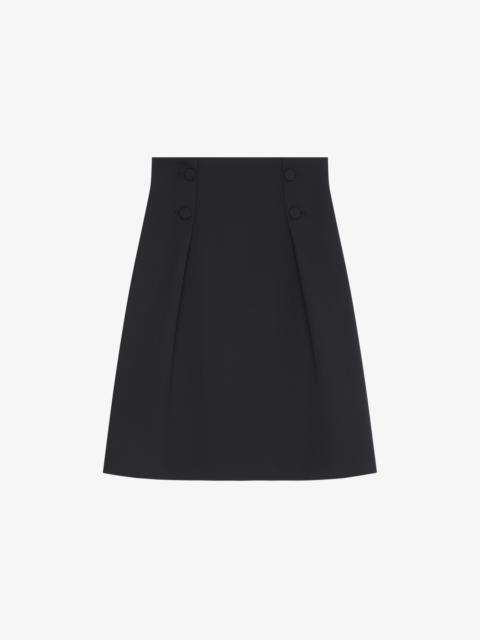 SKIRT WITH BUTTONS IN TRICOTINE WOOL