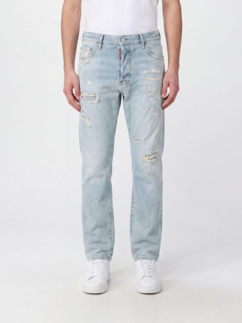 DSQUARED2 DSQUARED2 Kawaii Regular Fit Straight Jeans in Distressed Cotton Denim
