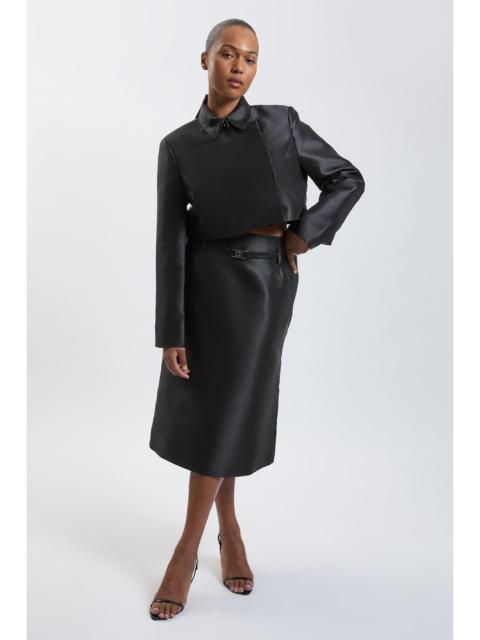 KAREN MILLEN Plus Size Forever Satin Twill Belted Tailored Midi Skirt