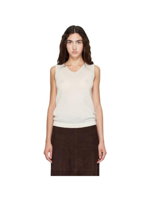 LAUREN MANOOGIAN Off-White Fine High V Shell Top