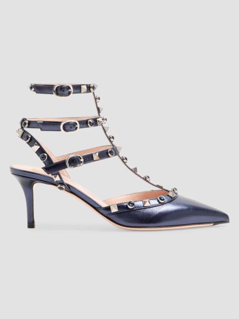 Valentino Women's Rockstud 65MM Pumps in Laminated Nappa Leather - Navy