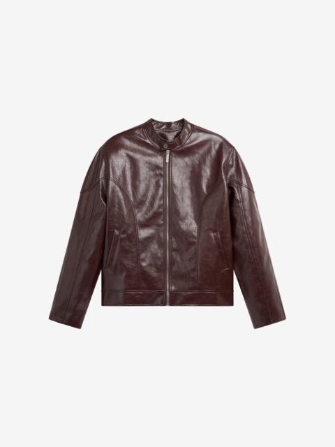 The Frankie Shop Ostend Faux Leather Biker Jacket - Burgundy