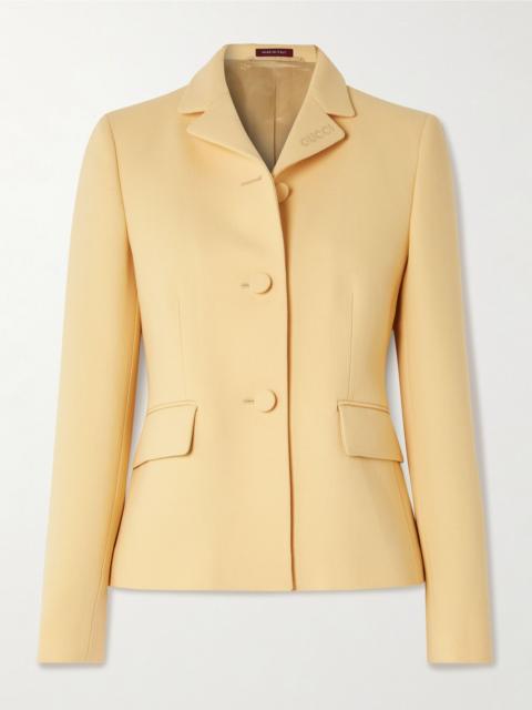 GUCCI Embroidered grain de poudre wool blazer Yellow