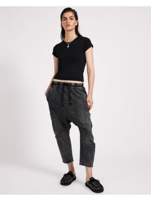 ONE TEASPOON Isla Low Waist Drawstring Harem Denim Jeans - Charcoal Black