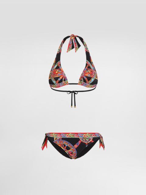 Dolce & Gabbana Carretto-print triangle bikini