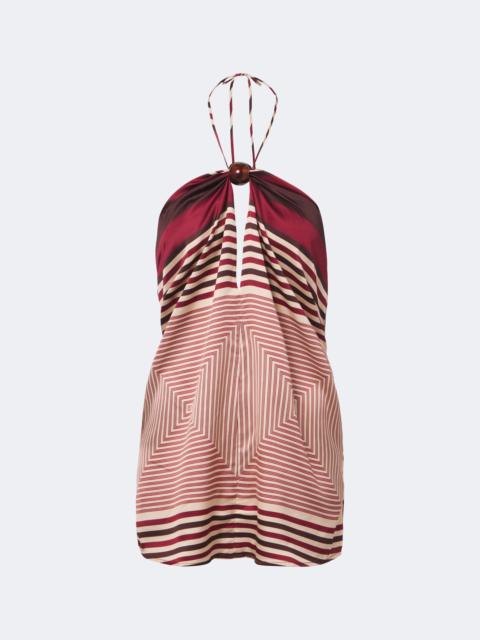 FAITHFULL Printed halterneck satin top