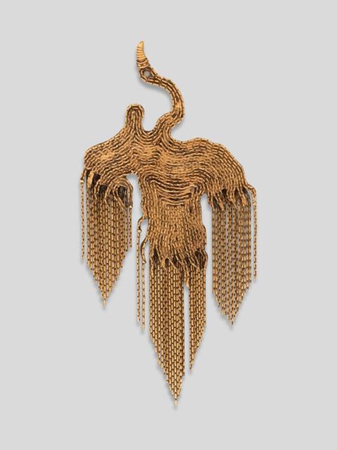 Etro BRASS PHOENIX BROOCH WITH FRINGING