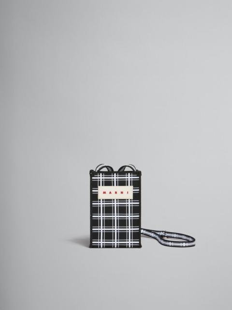 Marni BLACK AND WHITE JACQUARD CHECK MINI SHOULDER BAG