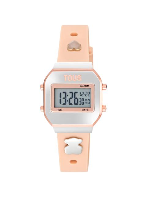 TOUS Digital Watch with rose-colored strap, rose-colored steel, and gemstones TOUS XPRESURSLF