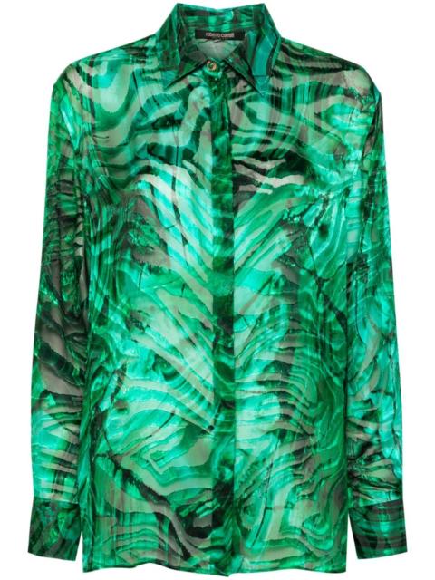 Roberto Cavalli abstract-print devoré shirt