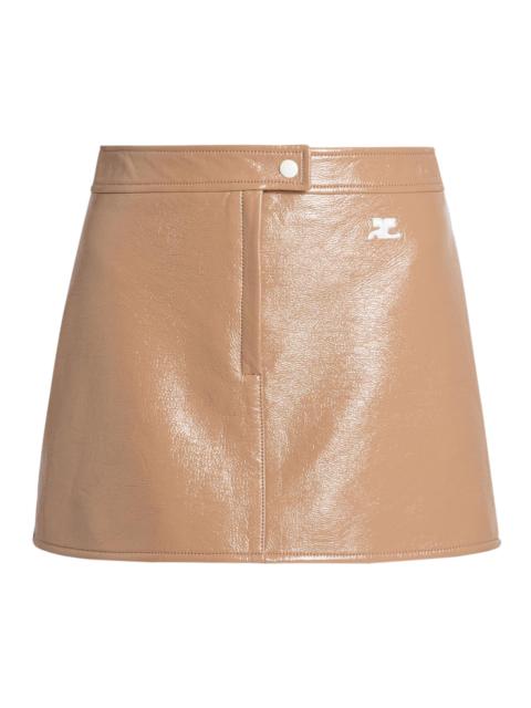 courrèges Women's Reedition Cotton-Blend Vinyl A-Line Mini Skirt - Bronze
