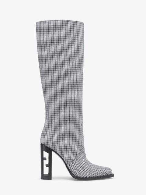 FENDI High-heeled boots in gray fabric