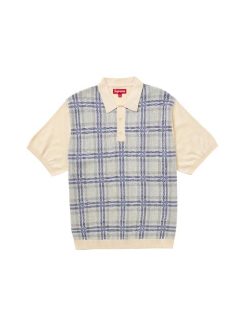 Supreme Supreme Abstract Textured Zip Up Polo Pale Blue | REVERSIBLE