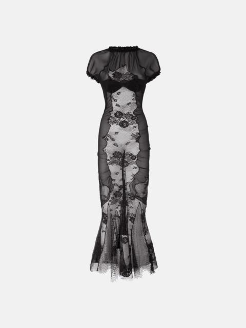 THE ATTICO BLACK LACE MIDI DRESS