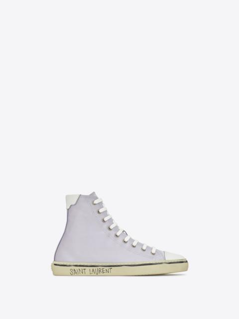 SAINT LAURENT malibu mid-top sneakers in crepe satin and smooth leather