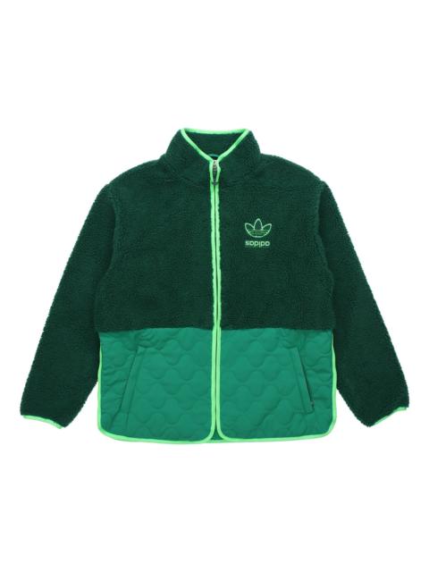 adidas adidas originals Big Trfl Sherpa Outdoor Sport Casual Stitching Stand-collar Jacket Men's Green H093