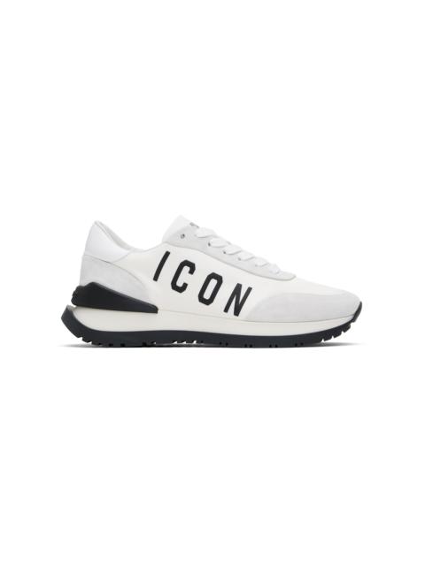 DSQUARED2 White & Gray 'Icon' Running Sneakers