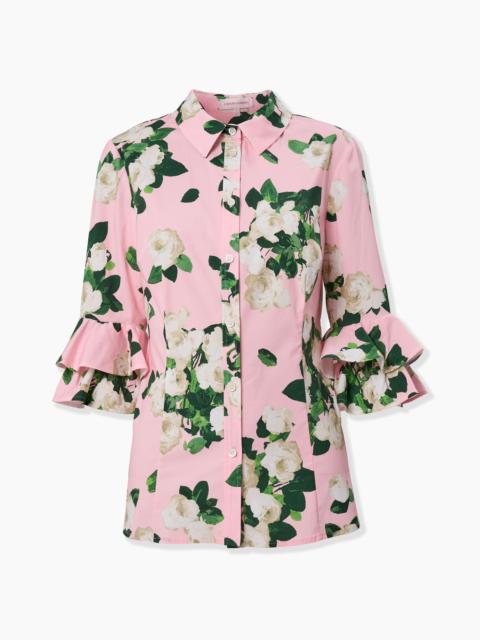 CAROLINA HERRERA Rose-Print Ruffle-Sleeve Shirt