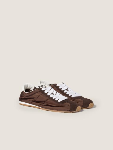 Miu Miu Plume technical fabric and suede sneakers