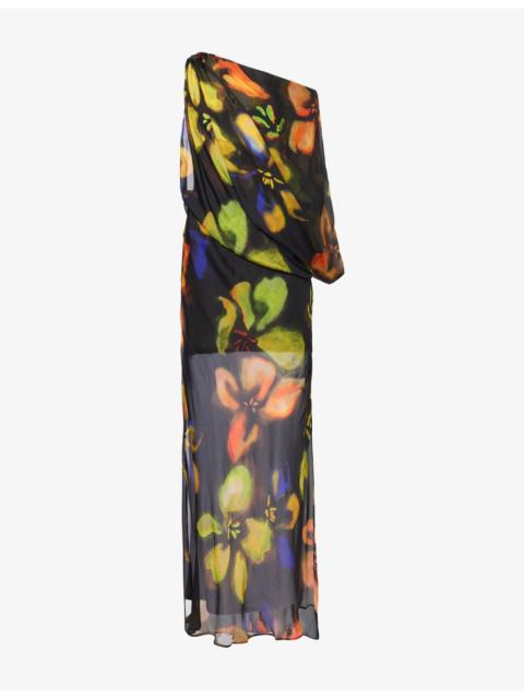 SIR. Arisa Printed Draped Woven Maxi Dress